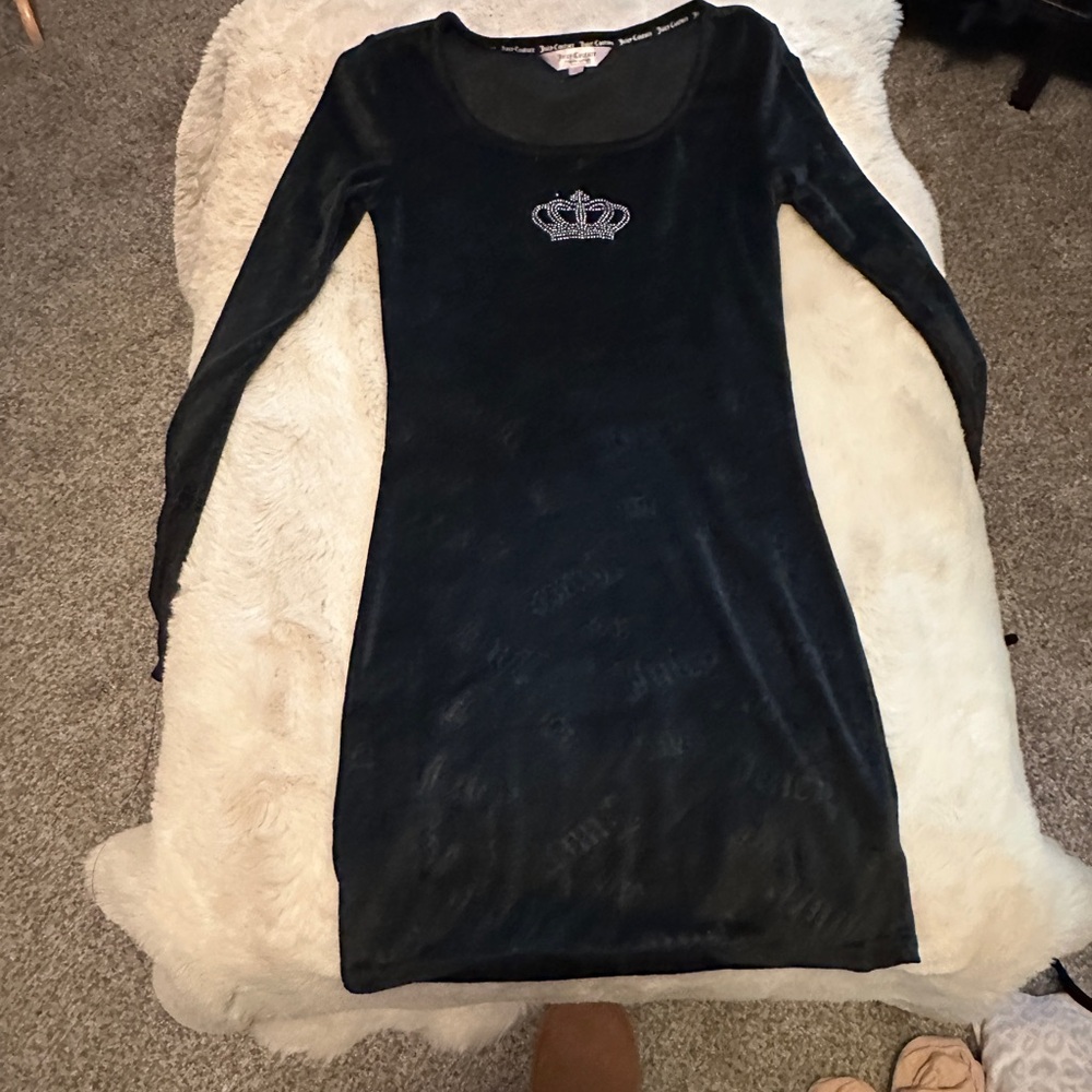 Juicy Couture Black Long Sleeve Dress with Crown Detail